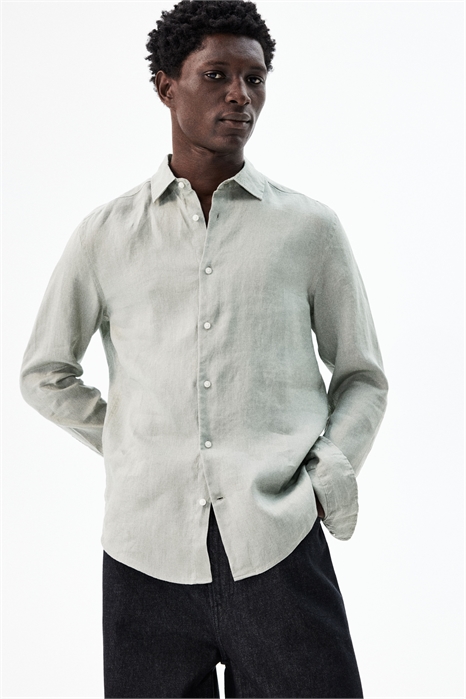 Льняная рубашка Slim Fit 1258123004 - Фото 13601832