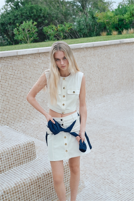 Джинсовая мини-юбка А-линии 1277131001 - Фото 13603144