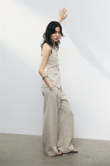 Широкие брюки из льняного бленда 1273590003 - Фото 13608539