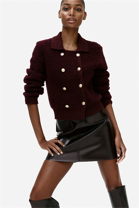 Двубортный кардиган из букле 1287995002 - Фото 13611145