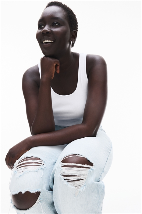 Широкие ультравысокие джинсы с фигурной посадкой 1236089008 - Фото 13617478