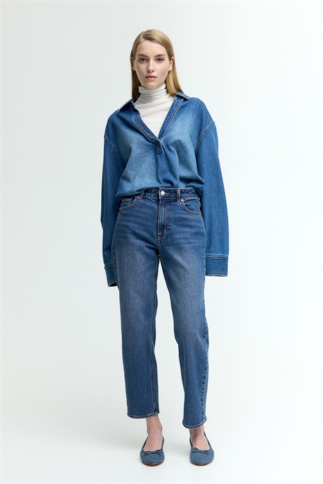 Зауженные прямые джинсы укороченные 1214570003 - Фото 13618438