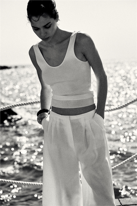 Широкие брюки из льняной смеси 1280767002 - Фото 13619274