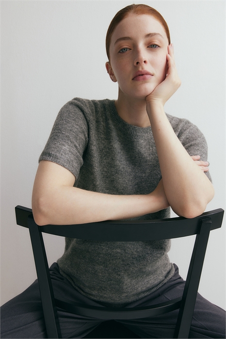 Топ из тонкого трикотажа с короткими рукавами MAMA 1241140001 - Фото 13620391