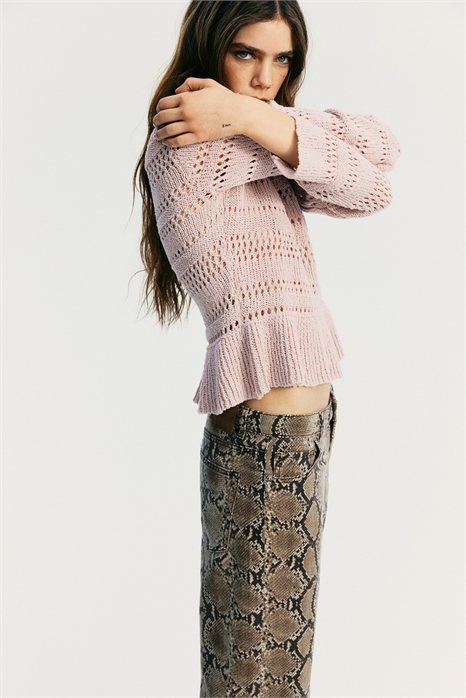 Джемпер с пеплумом из пуантельевой вязки 1267511001 - Фото 13623757