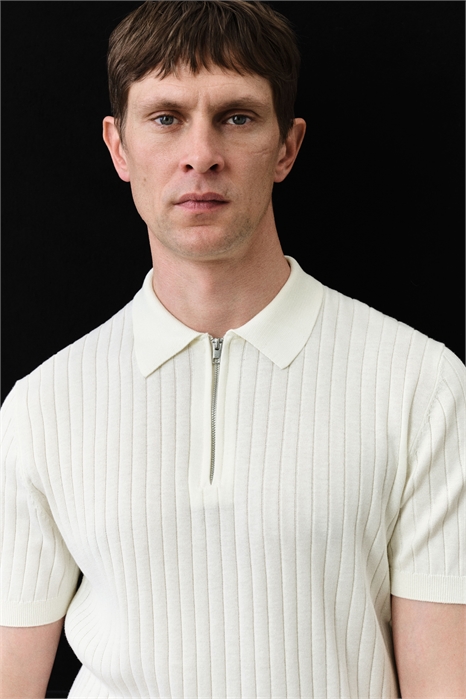 Рубашка-поло Slim Fit из трикотажа в рубчик 1285783001 - Фото 13626654