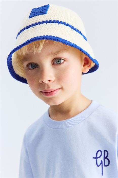 Хлопковая шапка-ведро с вязаным узором 1275598001 - Фото 13628040