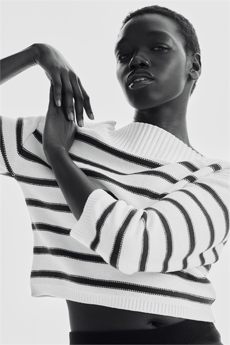 Джемпер с вырезом лодочкой из пурловой вязки 1264240003 - Фото 13637900