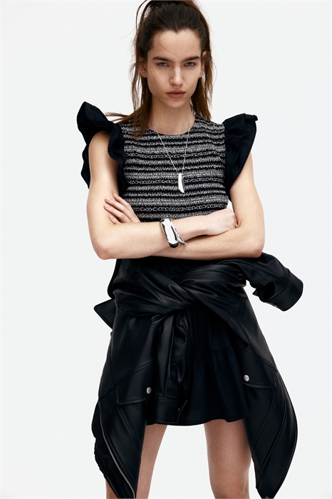 Платье из поплина с рукавами-воланами 1270323001 - Фото 13640854