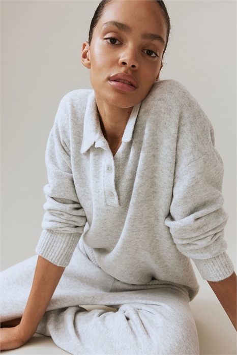 Джемпер с воротником из тонкой вязки 1266415002 - Фото 13642765