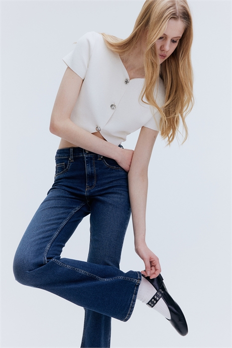 Расклешенные высокие джинсы 1260366002 - Фото 13643781