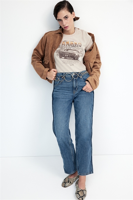 Прямые джинсы с высокой лодыжкой 1260935001 - Фото 13643789