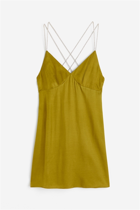 Атласное платье на бретелях со стразами 1094043005 - Фото 13645506