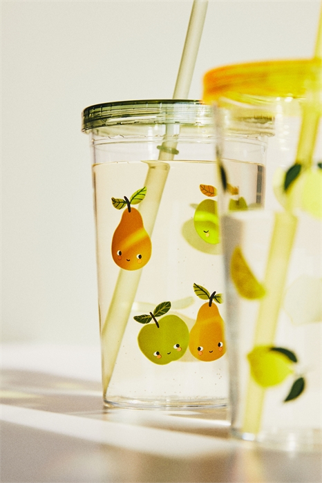 Пластиковая кружка с рисунком и соломинкой 1206087008 - Фото 13646636