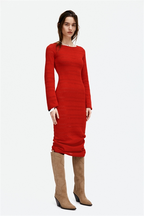 Платье из дырчатого трикотажа со шнуровкой 1278840002 - Фото 13647960