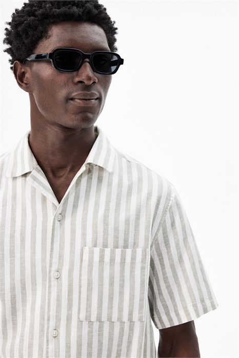 Рубашка из льняного бленда с короткими рукавами 1256946011 - Фото 13650665