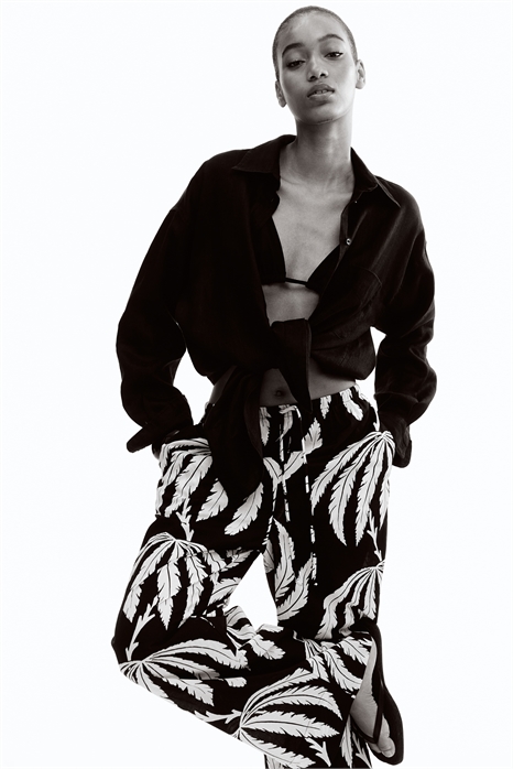 Хлопковые брюки со шнурком 1282506003 - Фото 13656613