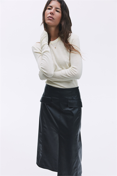 Топ из шерсти с ребристой вязкой 1268747001 - Фото 13658544