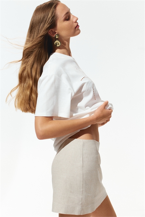 Мини-юбка из льняного бленда 1277605003 - Фото 13662159