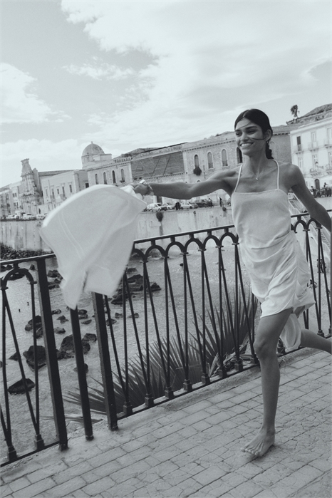 Драпированное платье из льняного бленда 1283992002 - Фото 13662615