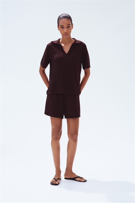 Трикотажный топ с воротником 1294674004 - Фото 13663624