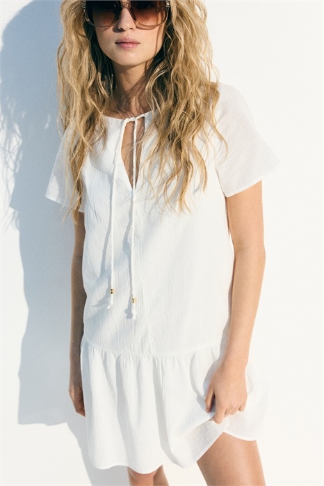 Платье из хлопка с расклешенным верхом 1291967001 - Фото 13666027