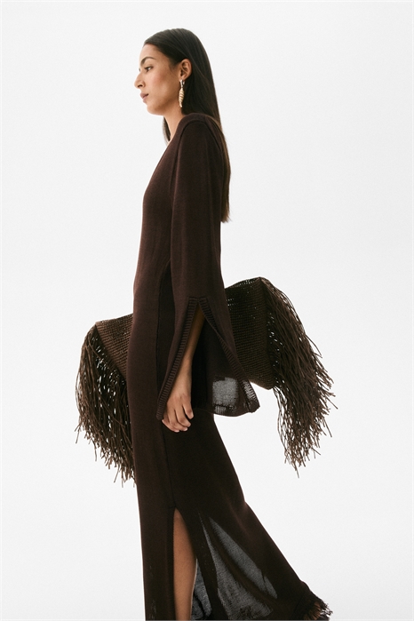 Платье-кафтан с отделкой бахромой 1289296001 - Фото 13666833