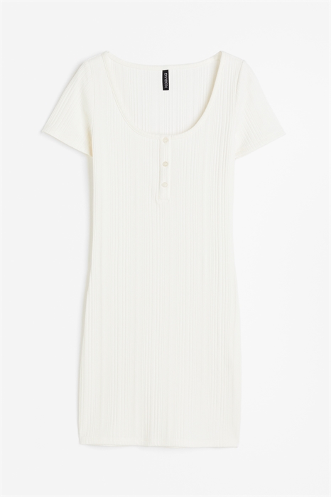Ребристое платье с короткой застежкой на пуговицы 1167219002 - Фото 13667828