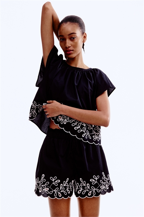 Хлопковые шорты с вышивкой 1287256001 - Фото 13668144