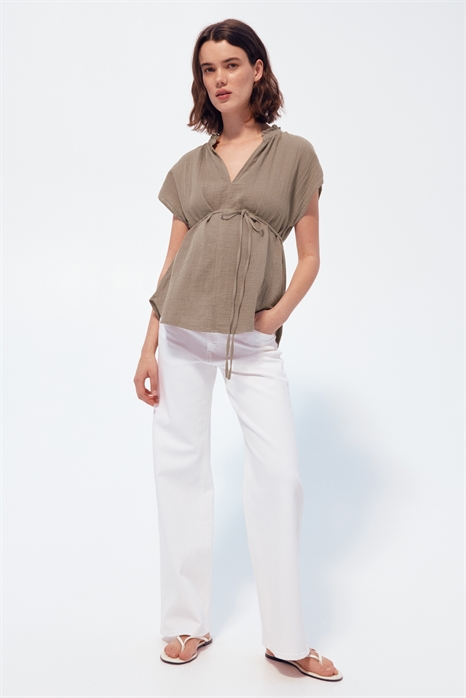 Блузка из муслина с завязками MAMA 1255762001 - Фото 13668380