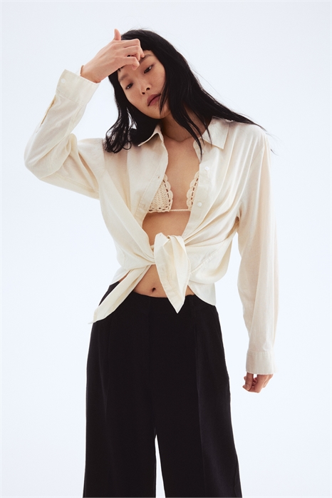 Широкие брюки из льняного бленда 1283390002 - Фото 13675270