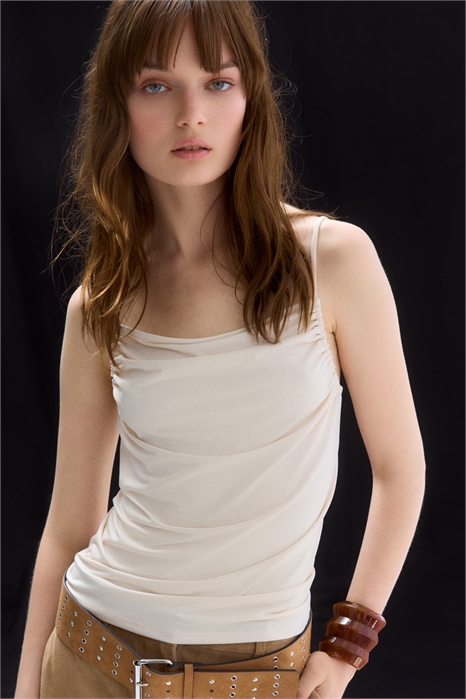 Топ на бретелях с рюшами 1290225001 - Фото 13676155