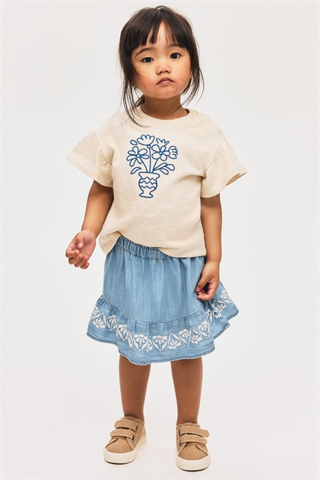 Джинсовая юбка с вышивкой 1291102001 - Фото 13676287