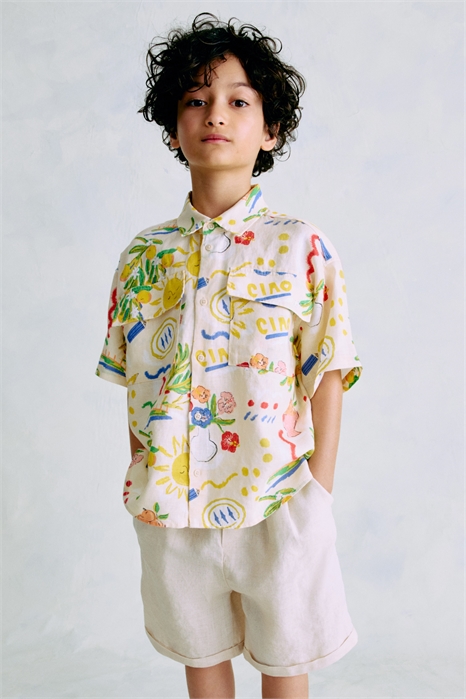 Льняная рубашка с принтом 1296570001 - Фото 13676979