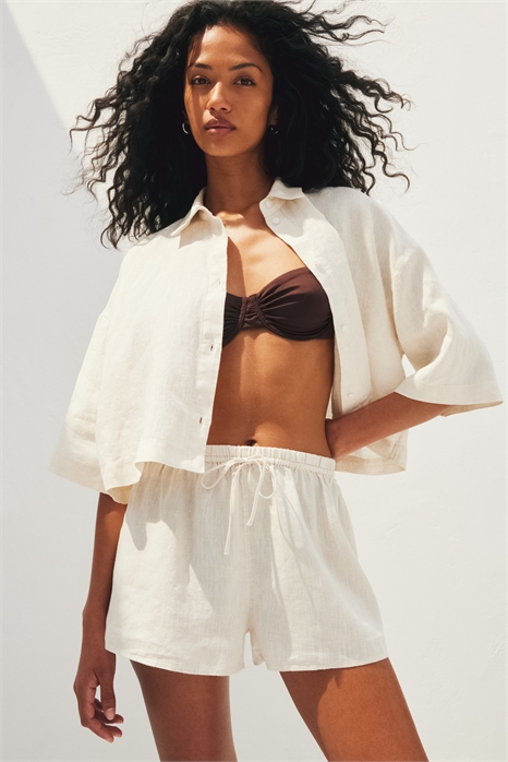 Льняная рубашка в боксерском стиле 1289971001 - Фото 13678928