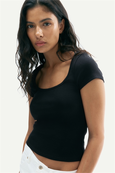 Ребристая футболка с отделкой пико 1292589001 - Фото 13682346