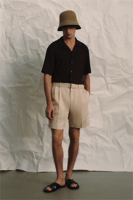 Рубашка свободного покроя из трикотажа в рубчик 1285132001 - Фото 13705278