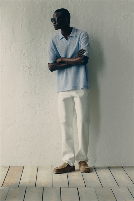 Рубашка-поло свободного покроя из вафельного трикотажа 1288309002 - Фото 13720607