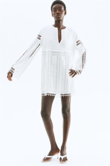 Платье из хлопка с кружевными вставками 1295581001 - Фото 13724626