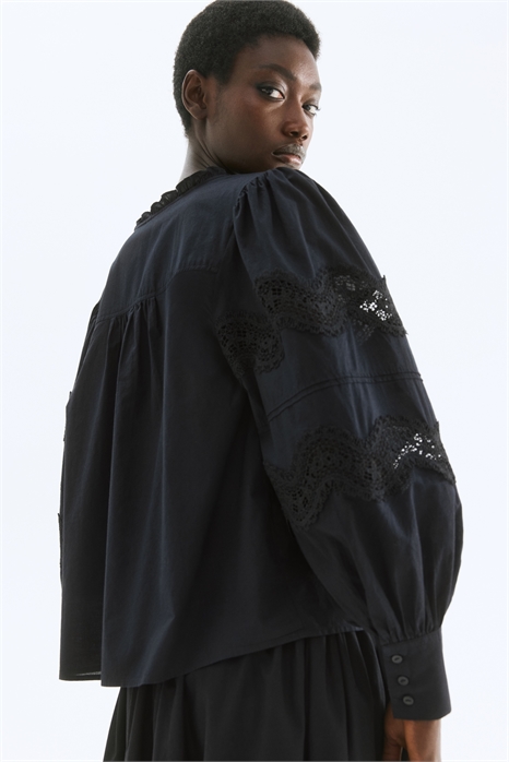 Блузка из хлопка с кружевными вставками 1296705001 - Фото 13724730