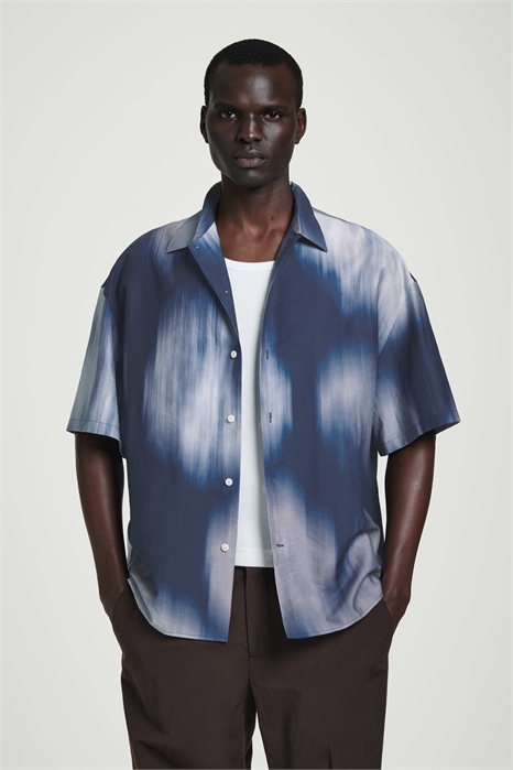 Расслабленная курортная рубашка с короткими рукавами и принтом 1282012002 - Фото 13728680