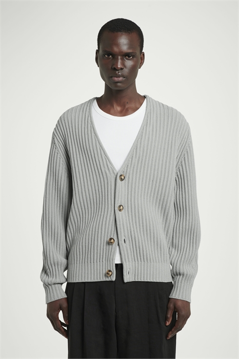 Кардиган с круглым V-образным вырезом из шелка и хлопка 1271755001 - Фото 13740219