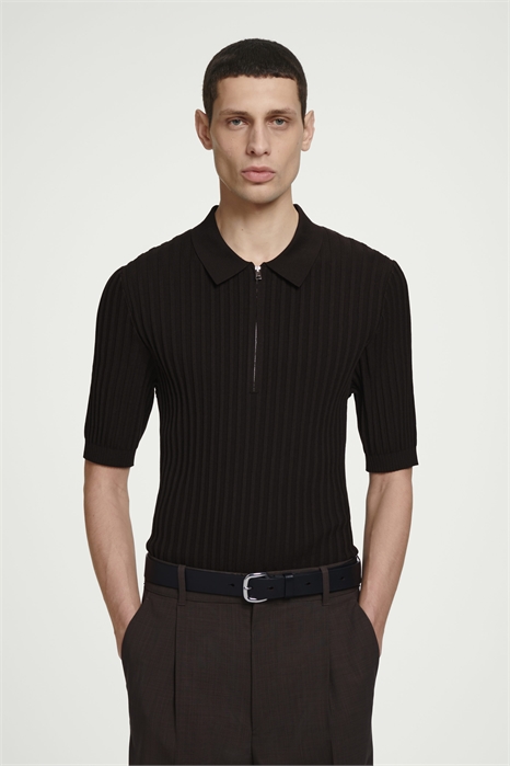 Шелково-хлопковая рубашка-поло на молнии 1271756001 - Фото 13740884