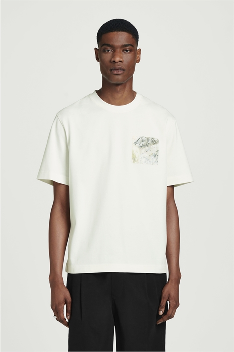 Расслабленная футболка из хлопка с мраморным принтом 1274051002 - Фото 13743671