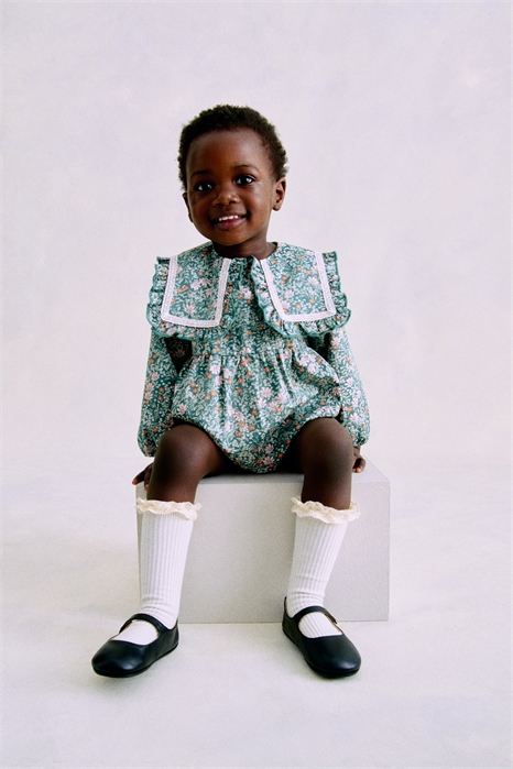 Ромпер из поплина с цветочным принтом 1291995001 - Фото 13746373