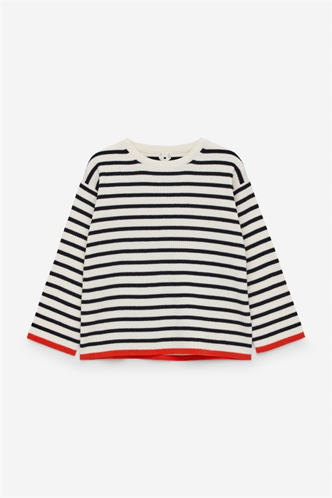 Хлопковый джемпер с ребристой вязкой 1259691001 - Фото 13753787