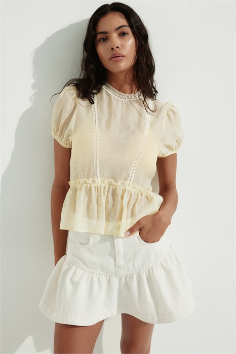 Блузка с кружевными вставками и пеплумом 1294277001 - Фото 13760850