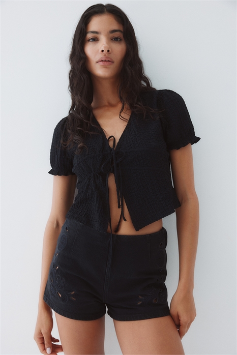 Приталенный топ с завязками спереди 1299542001 - Фото 13761255