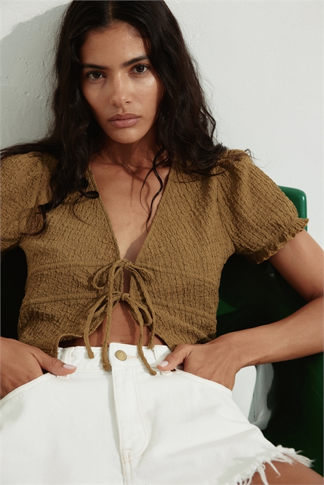 Приталенный топ с завязками спереди 1299542003 - Фото 13761267