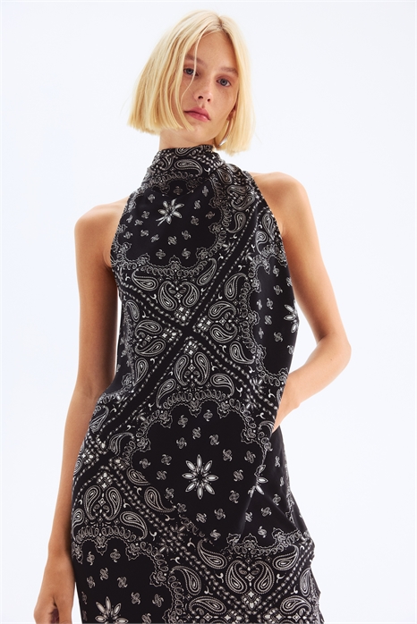 Атласный топ с завязками на шее 1302295001 - Фото 13761349